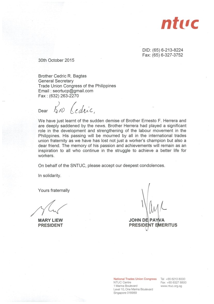 Condolence Letter to TUCP 30th Oct 2015-2